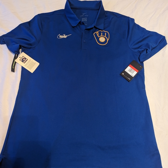 Mens Nike MLB Milwaukee Brewers Cooperstown Collection Polo NKNE-4E blue - Picture 2 of 4
